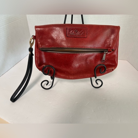 Patricia Nash Handbags - Patrica Nash Distressed Red Leather Clutch Bag - Magnetic Fold Over
